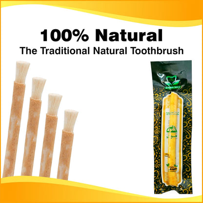 Al Sudais Miswak Natural Toothbrush Pack of 12 | Natural Toothbrush for Teeth Whitening, Oral Health, Fresh Breath, Siwak Stick Organic Wooden Vacuum Sealed Tooth Brush, Miswak Sticks for Teeth Sewak