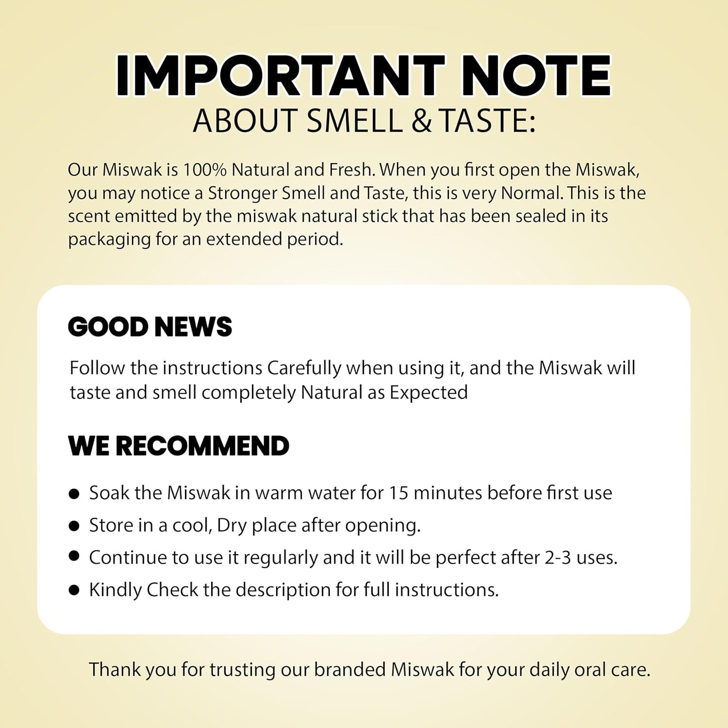 Natural Toothbrush Miswak with 5 Pack and Miswak Holder - Premium Quality, Organic, Triple Wash, Plain Packaging